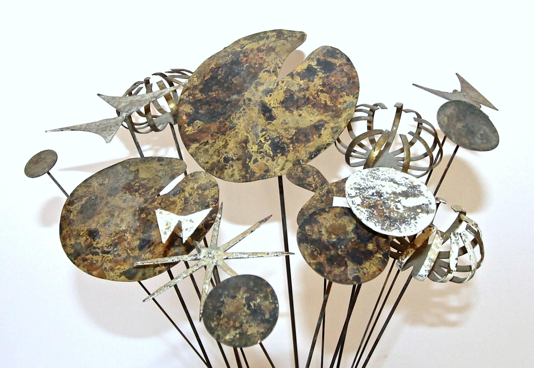Chinese Set of Mid-Century Modern Gilt Metal Floral Bouquet For Sale