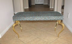 Italian Mid Century Modernist Cabriole Leg Brass Bench