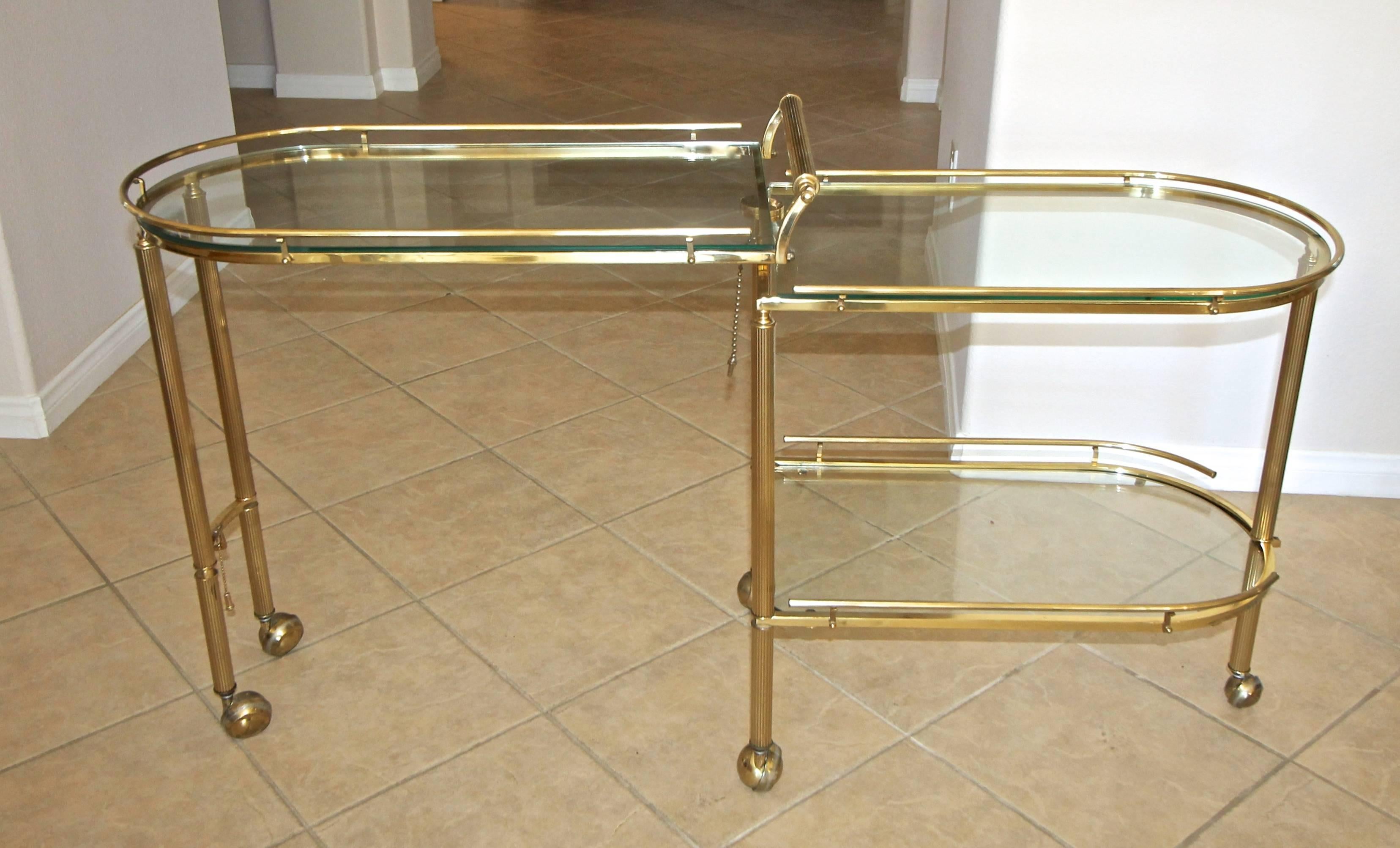 Brass Three-Tier Swivel Italian Bar Serving Cart 2