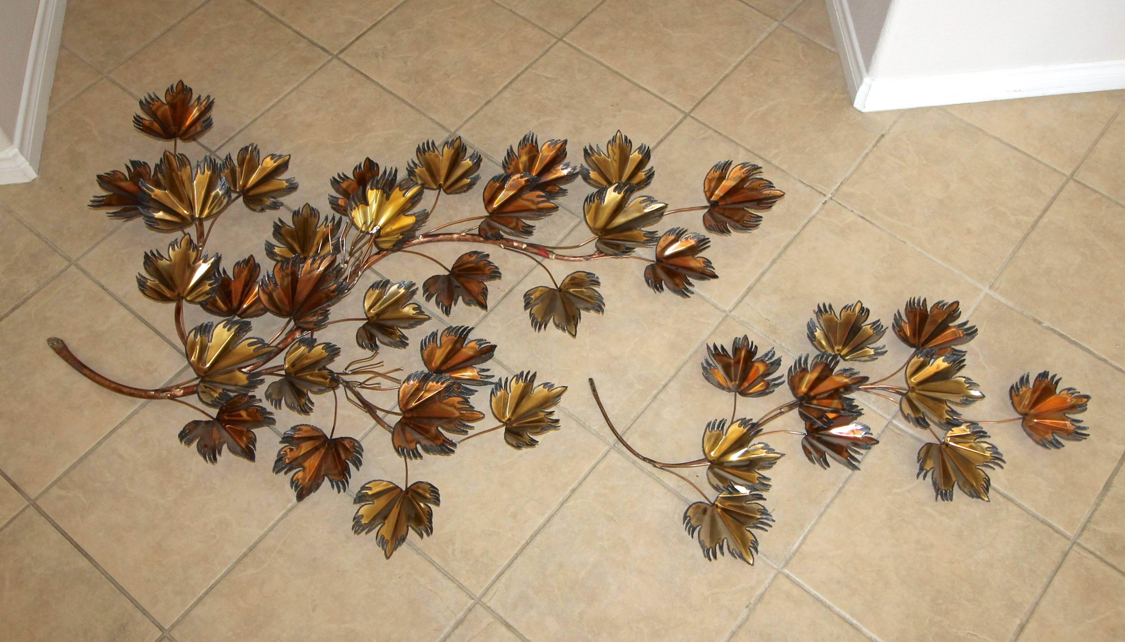 brass leaves wall decor