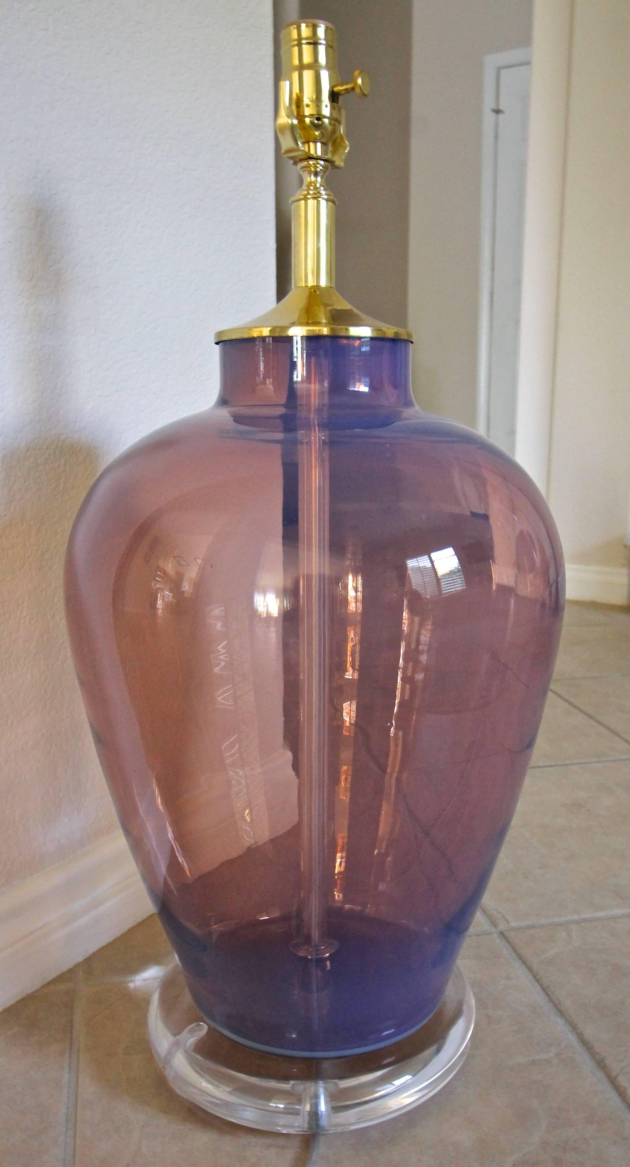 Large Murano Italian Opalescent Table Lamp For Sale 1