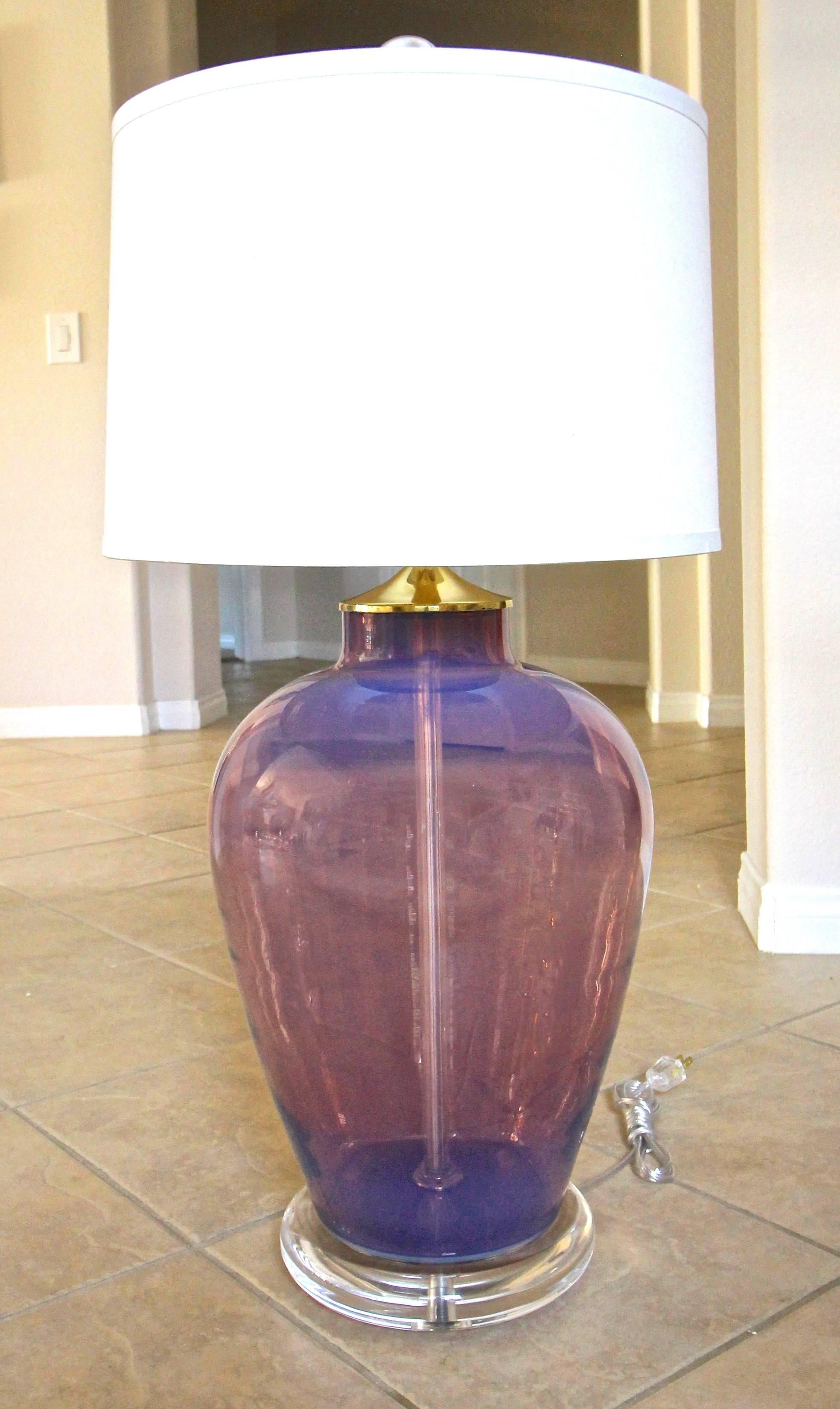 Large Murano Italian Opalescent Table Lamp For Sale 4