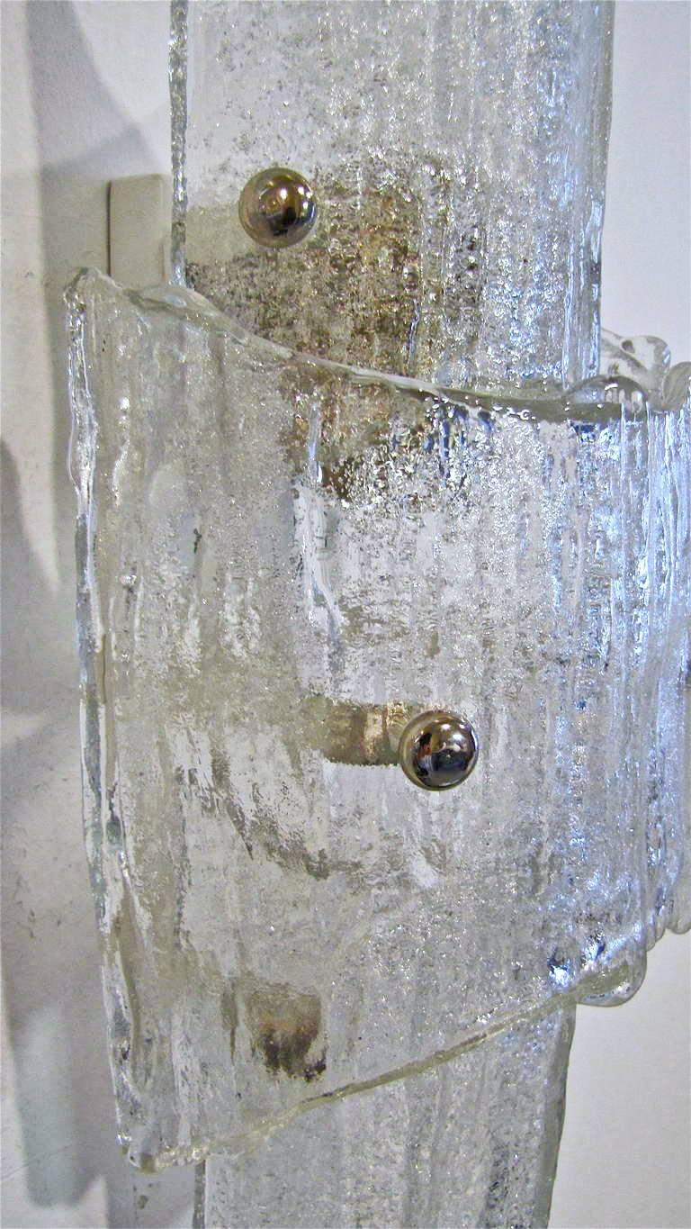 Pair of Kalmar Austrian Textured Clear Glass Wall Sconces 1