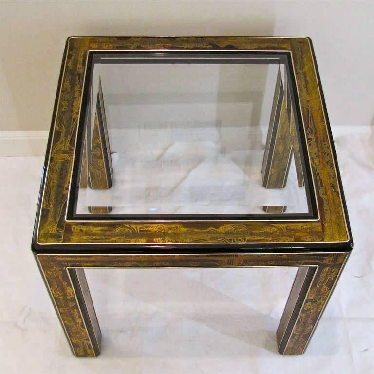 Mid-20th Century Rare Mastercraft Bernhard Rohne Acid Etched Brass End Side Table