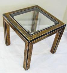 Rare Mastercraft Bernhard Rohne Acid Etched Brass End Side Table