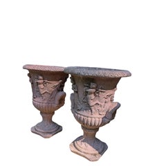 2 maceteros de piedra moldeada británicos / jardineras