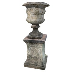 British Cast Stone Planter / Jardiniere on Plinth