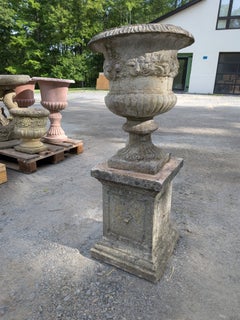 British Cast Stone Planter / Jardiniere on Plinth