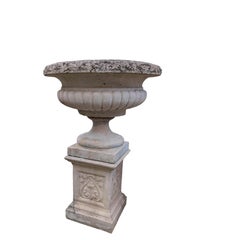 British Cast Stone Planter / Jardiniere on Plinth