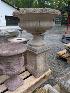 British Cast Stone Planter / Jardiniere on Plinth