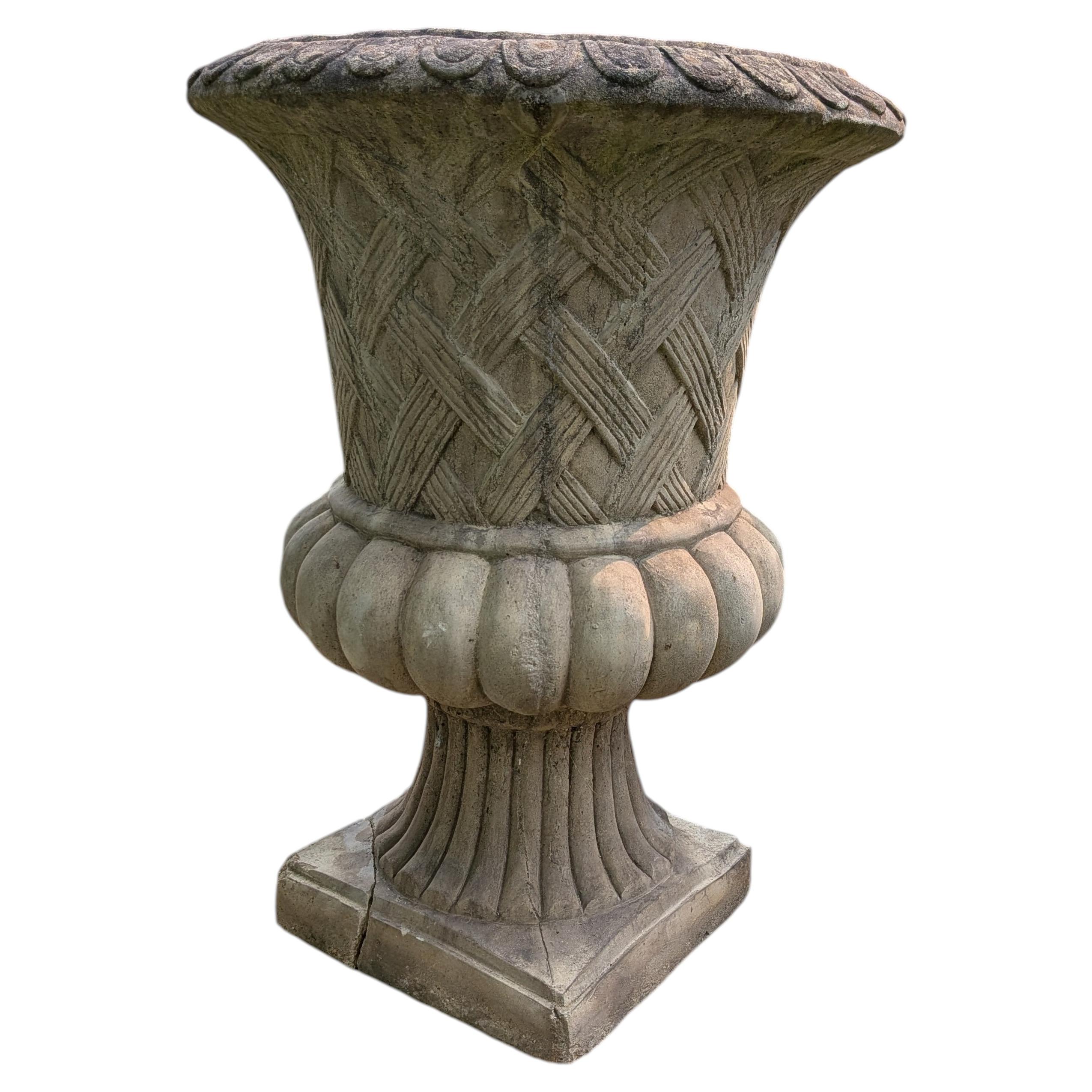 British Cast Stone Planter / Jardiniere with Plinth