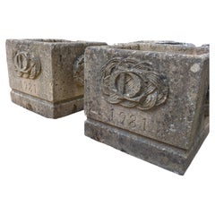 Pair of British Cast Stone Planters / Jardinieres