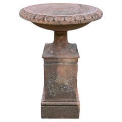 Terracotta Birdbath on Plinth