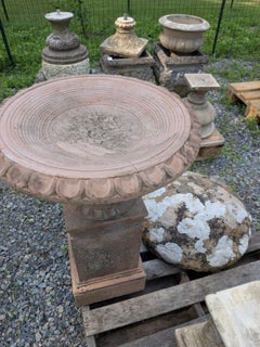 Terracotta Birdbath on Plinth