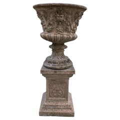 British Cast Stone Planter / Jardiniere on Plinth