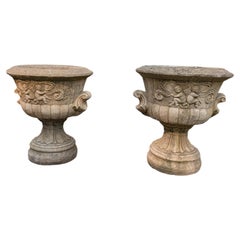 Pair of British Cast Stone Planters / Jardinieres