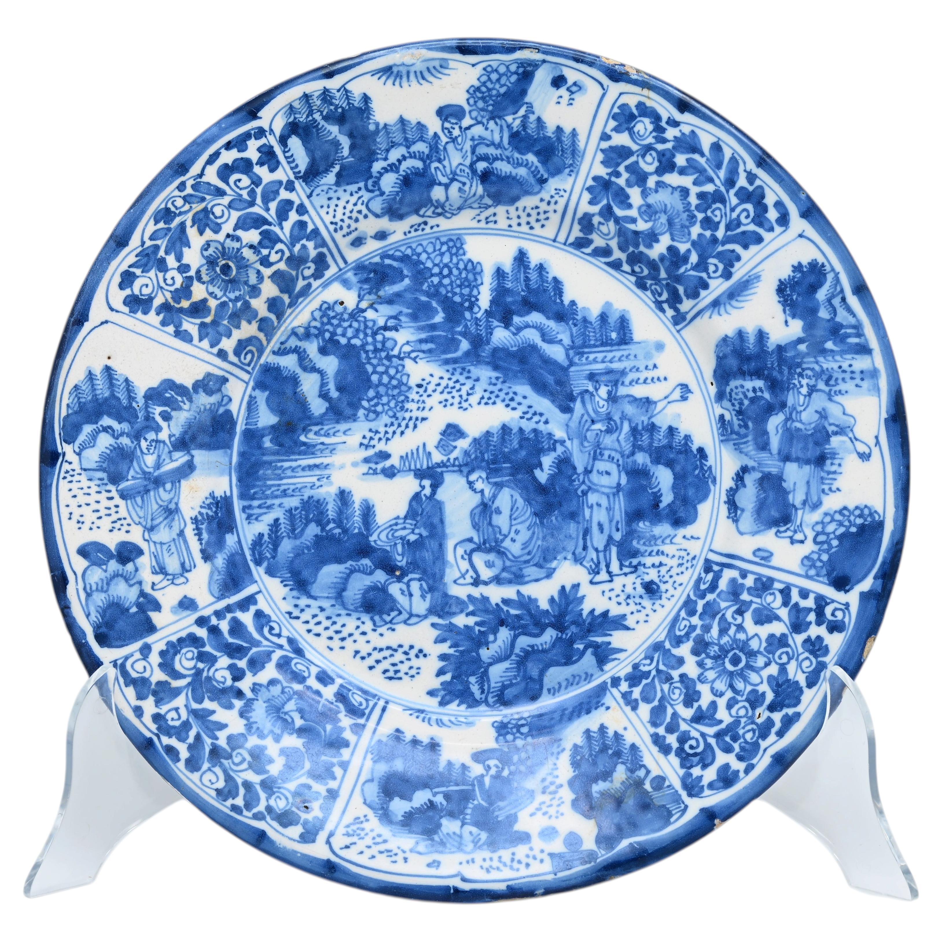 Plat de style Delft ou Hanau- Wanli, fin du 17e siècle