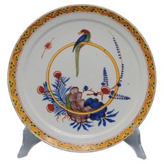 Delftware Plate with a Parrot, mid 18th century