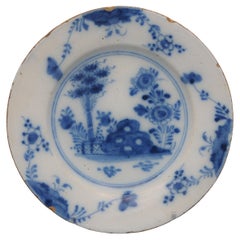 Delft - Plato chinoiserie azul y blanco - Siglo XVIII