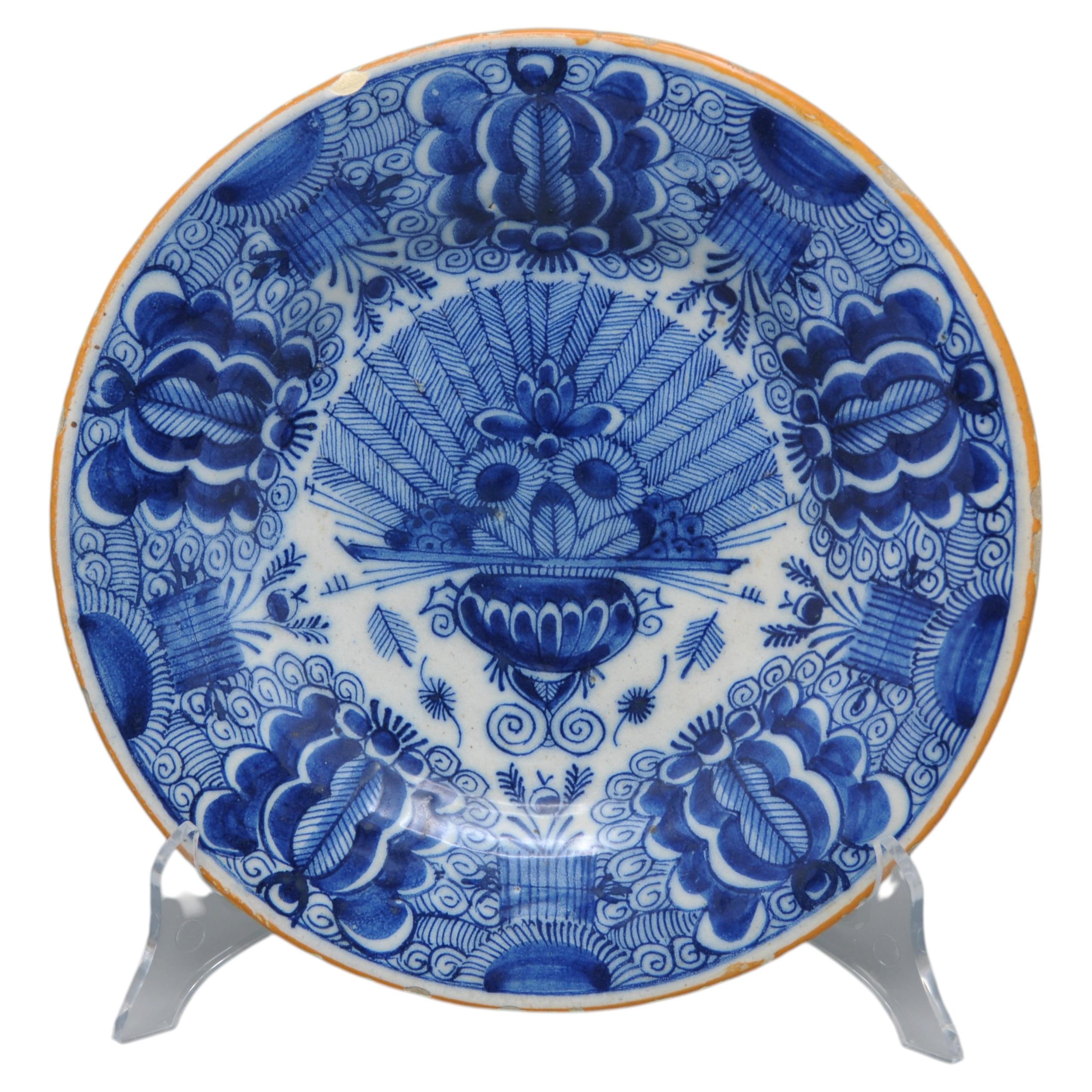 Delft 'Peacock' plate by 'QM' - second half 18th century For Sale