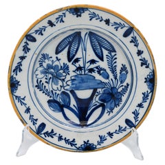 Antique Dutch Delft - Blue and White 'Chinoiserie' Floral Delft Plate, ca 1800.