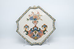 Polychrome Delftware Wall Plaque with Grotesque Ornament, Delft, circa 1750