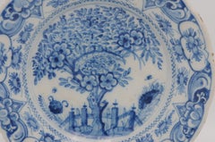 Antique Dutch Delft -Blue and White 'Tea Tree' plate -18th century, Witte Starre