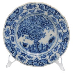 Antique Dutch Delft -Blue and White 'Tea Tree' plate -18th century, Witte Starre