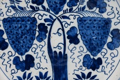 18th-Century Dutch Delft Blue and White Dish with Grapevine