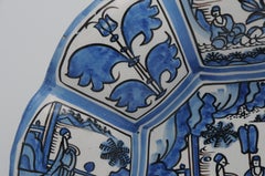 17th-Century Faience Blue and White Lobed Dish 'Buckelplatte, Frankfurt or Hanau