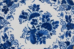 Blue and White Dutch Delft Plate with a Peacock and Flowers, Delft 18th century