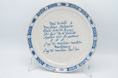 Dutch Delft Blue and White ‘Talking Plate’, De Porceleyne Schotel, 1724–1764