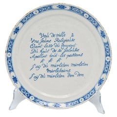 Dutch Delft Blue and White ‘Talking Plate’, De Porceleyne Schotel, 1724–1764