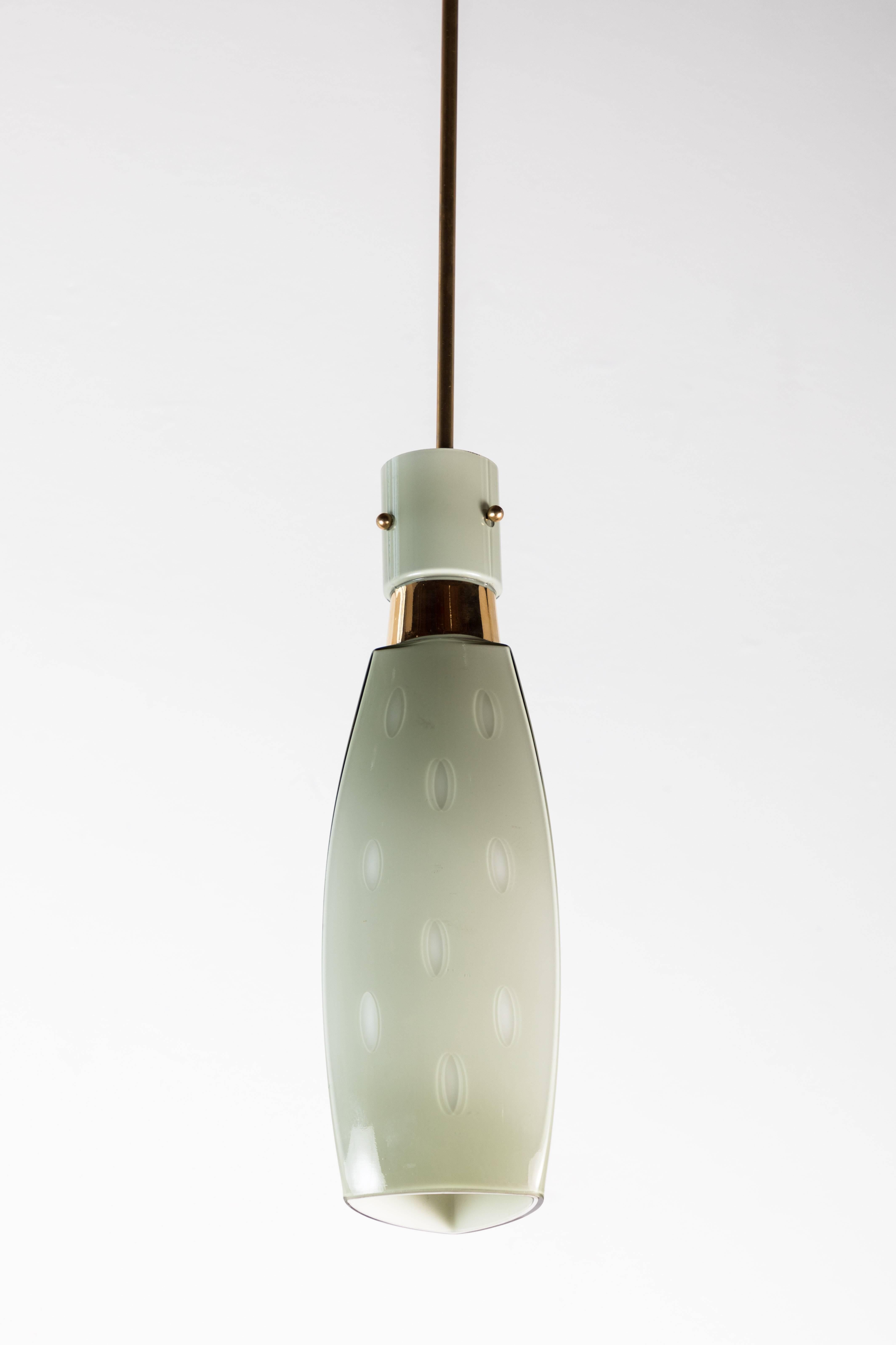 Italian glass pendant with brand new rod and canopy.
