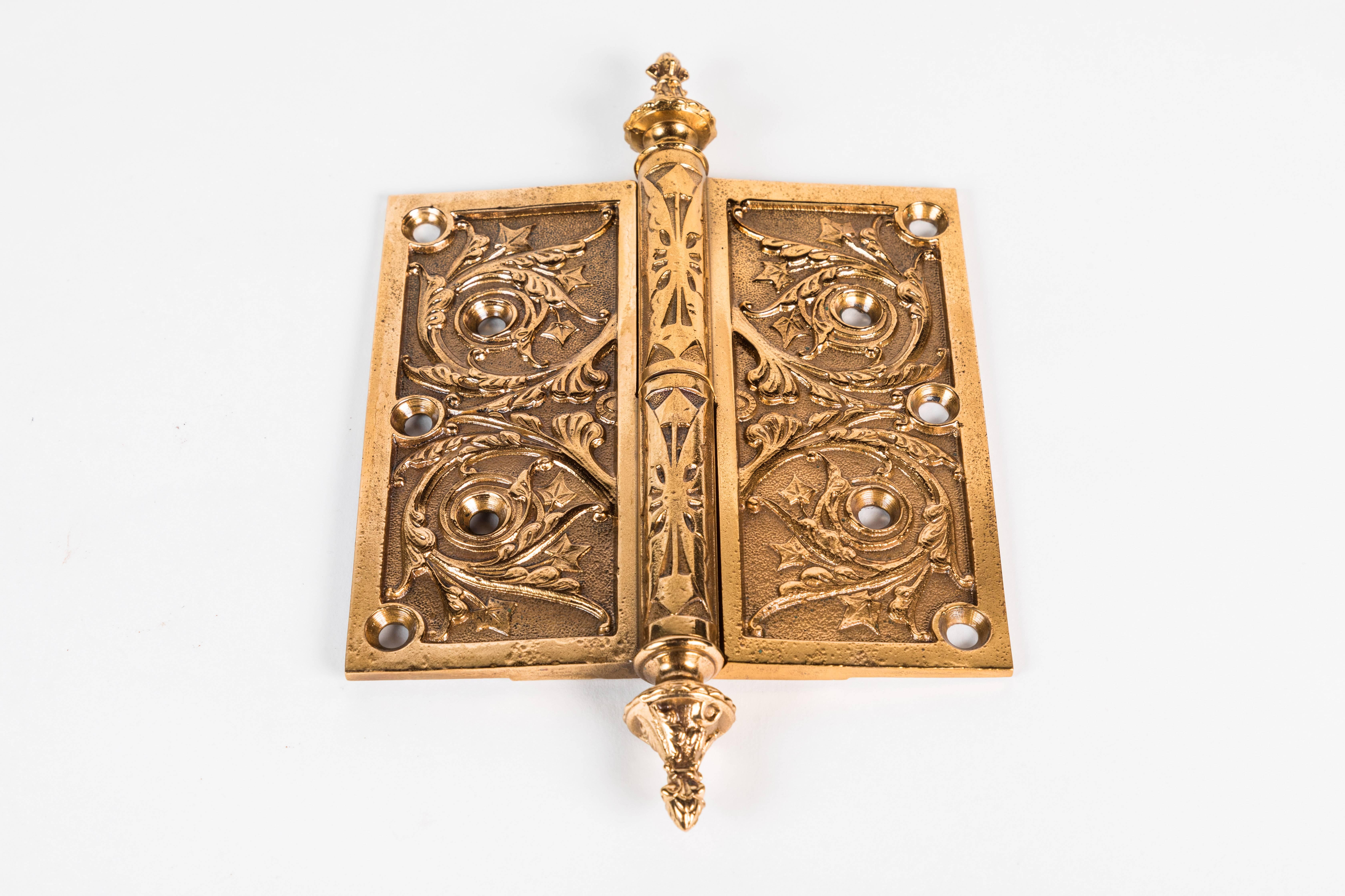 American Two Victorian Cast Brass Hinges For Sale
