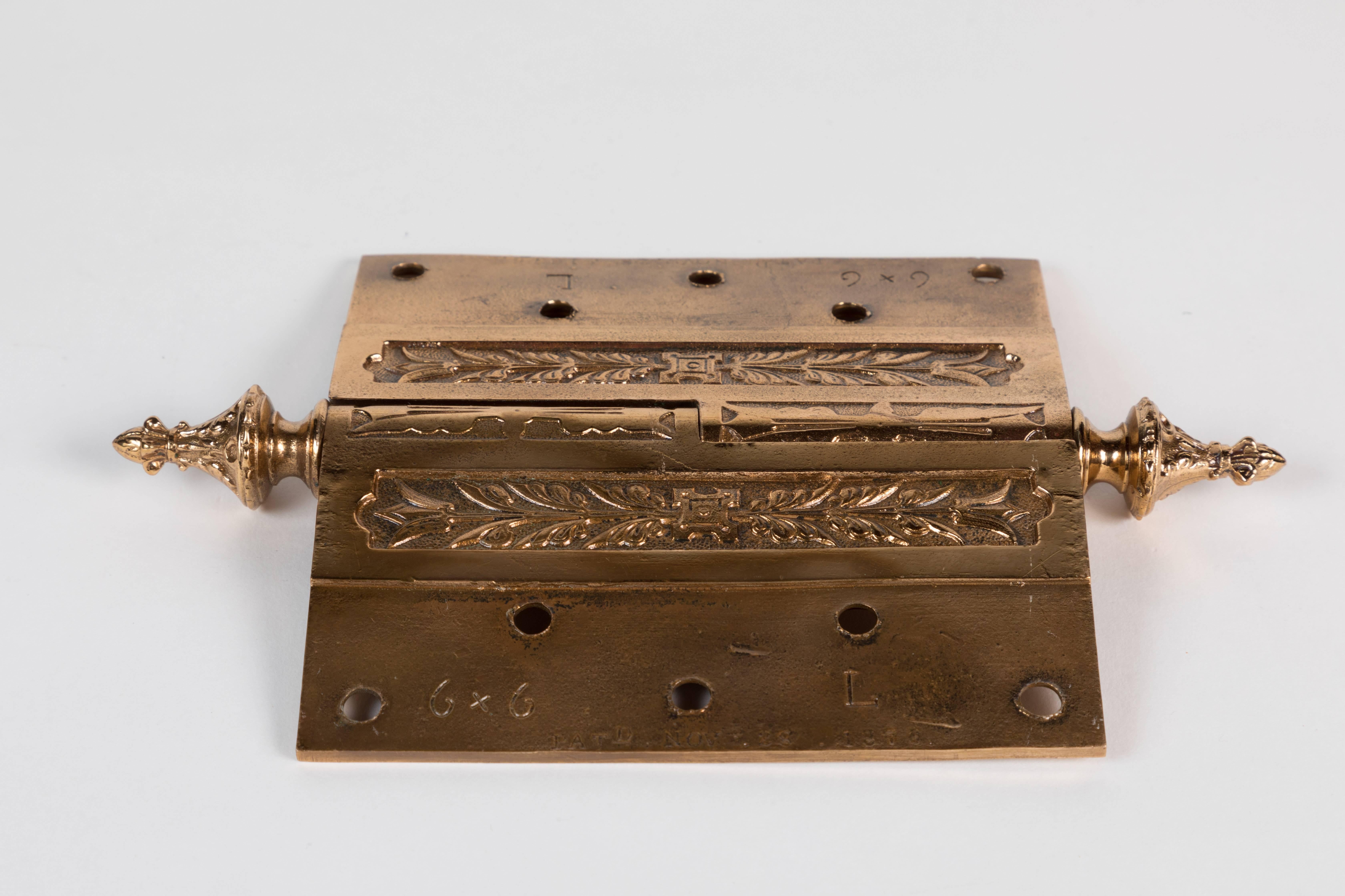 Two Victorian Cast Brass Hinges For Sale 1