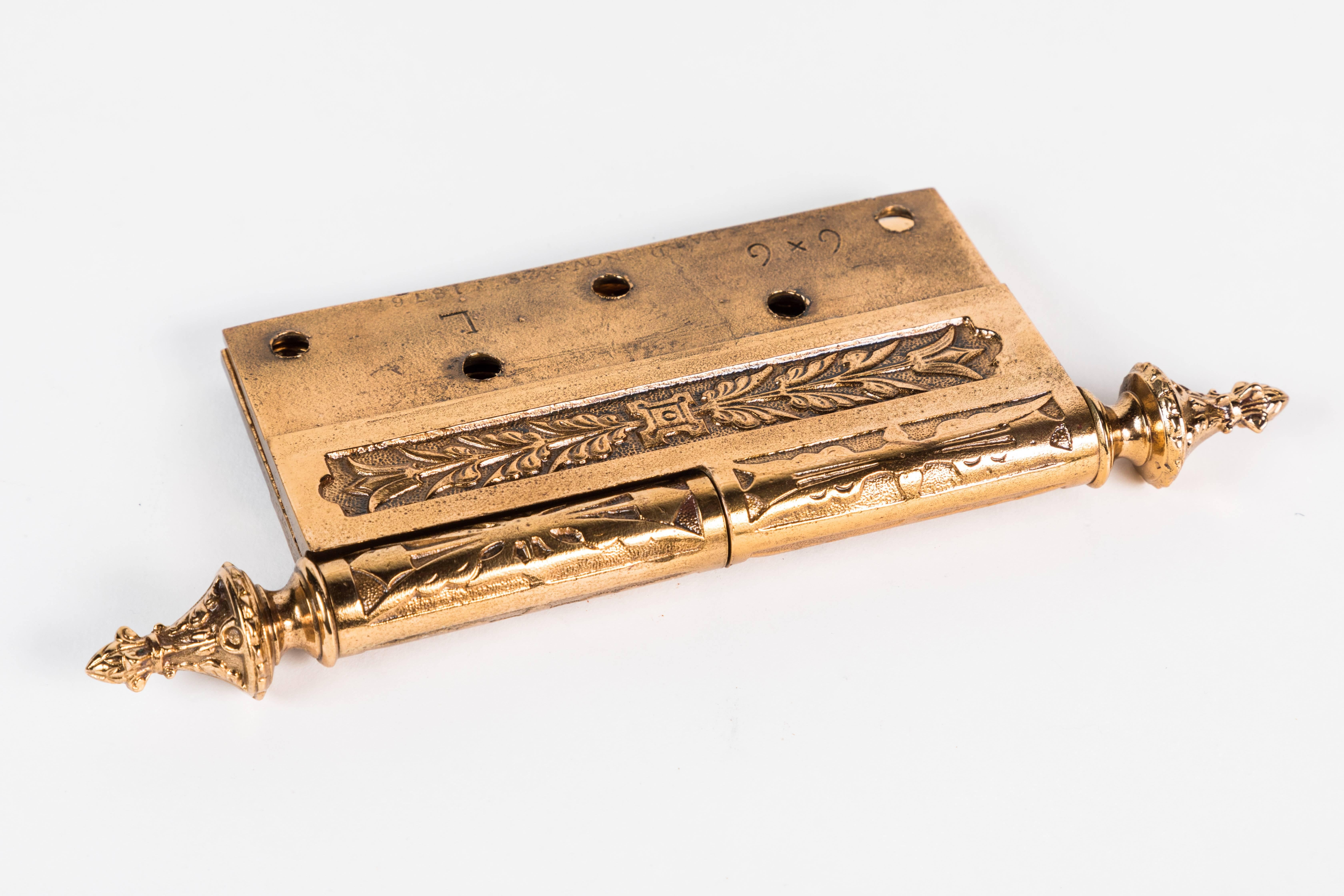 Two Victorian Cast Brass Hinges For Sale 2