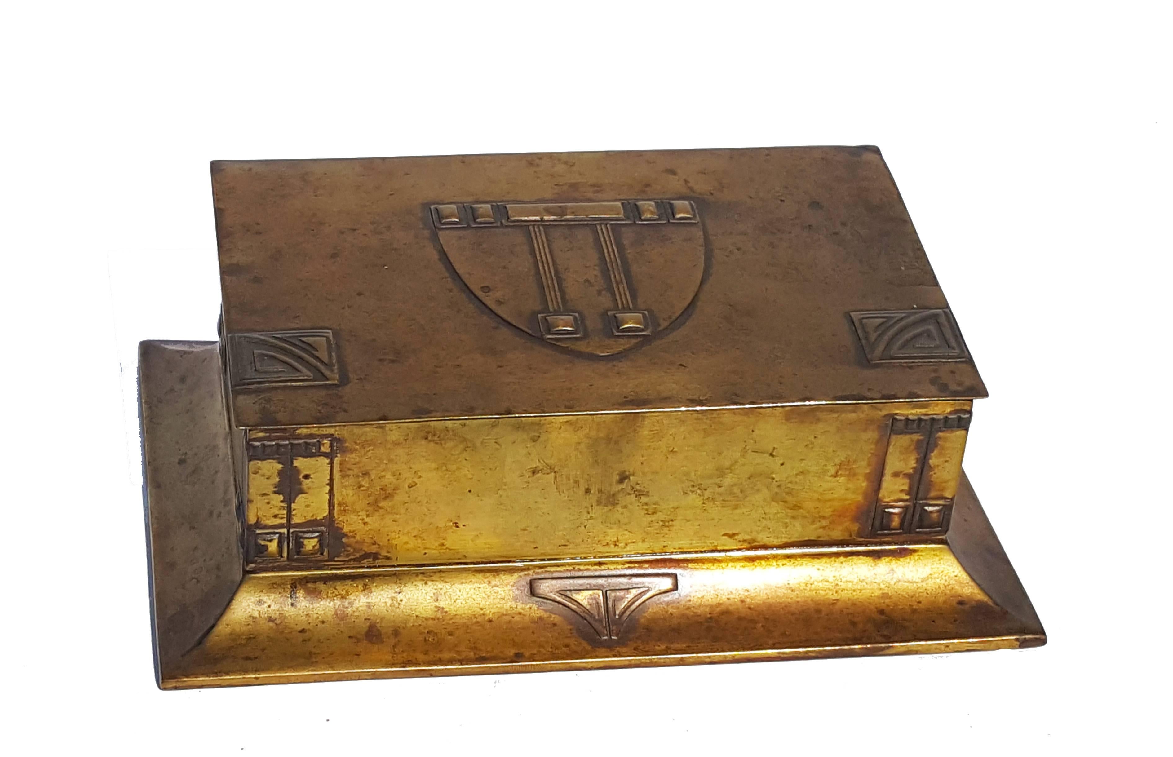 Brass-Plated German Secessionist Keepsake Box In Excellent Condition For Sale In Los Angeles, CA