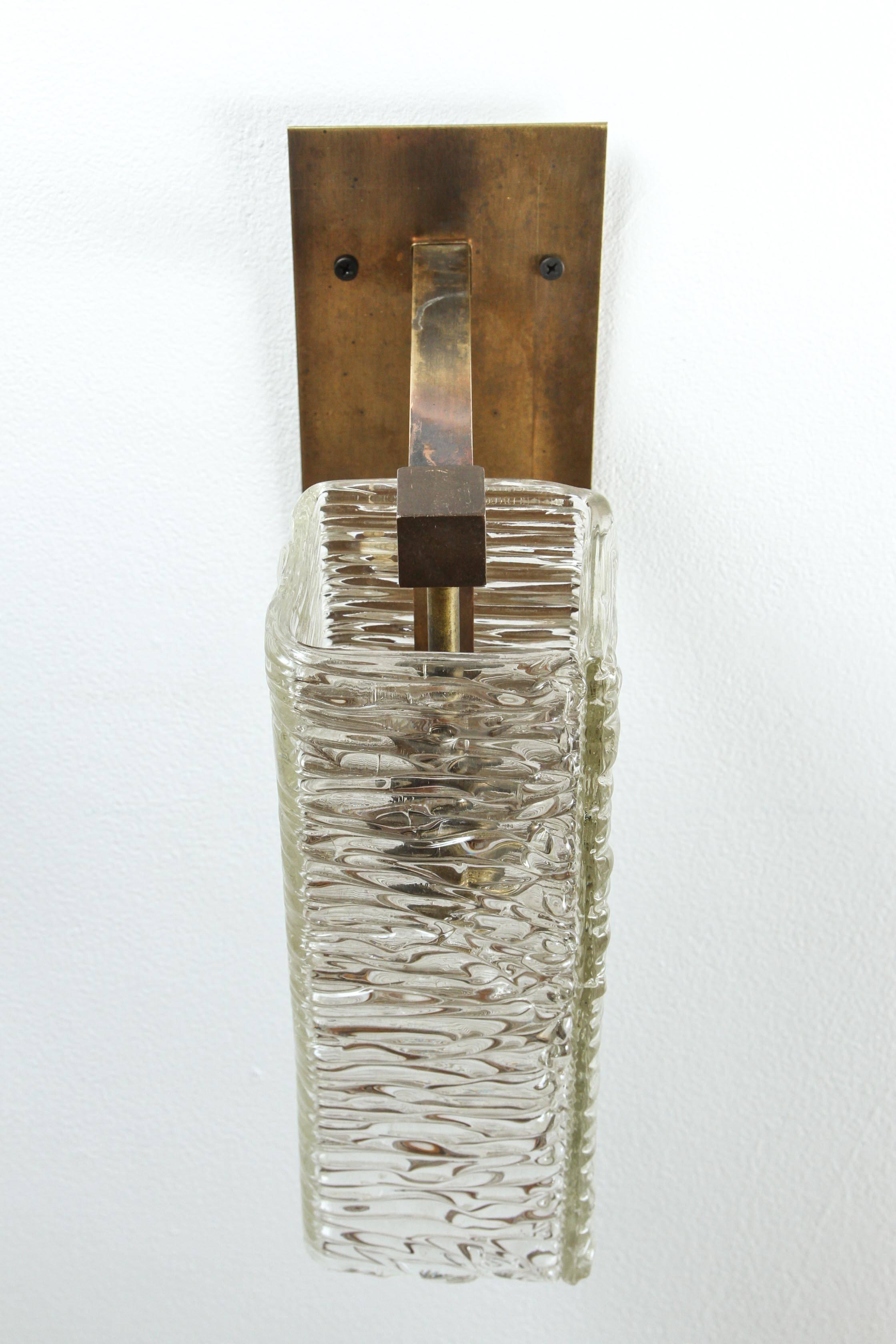 Mid-20th Century Austrian Glass and Brass Sconce