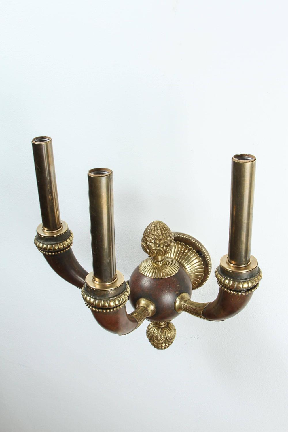Pair of Empire Style Cast Bronze Wall Sconces at 1stdibs