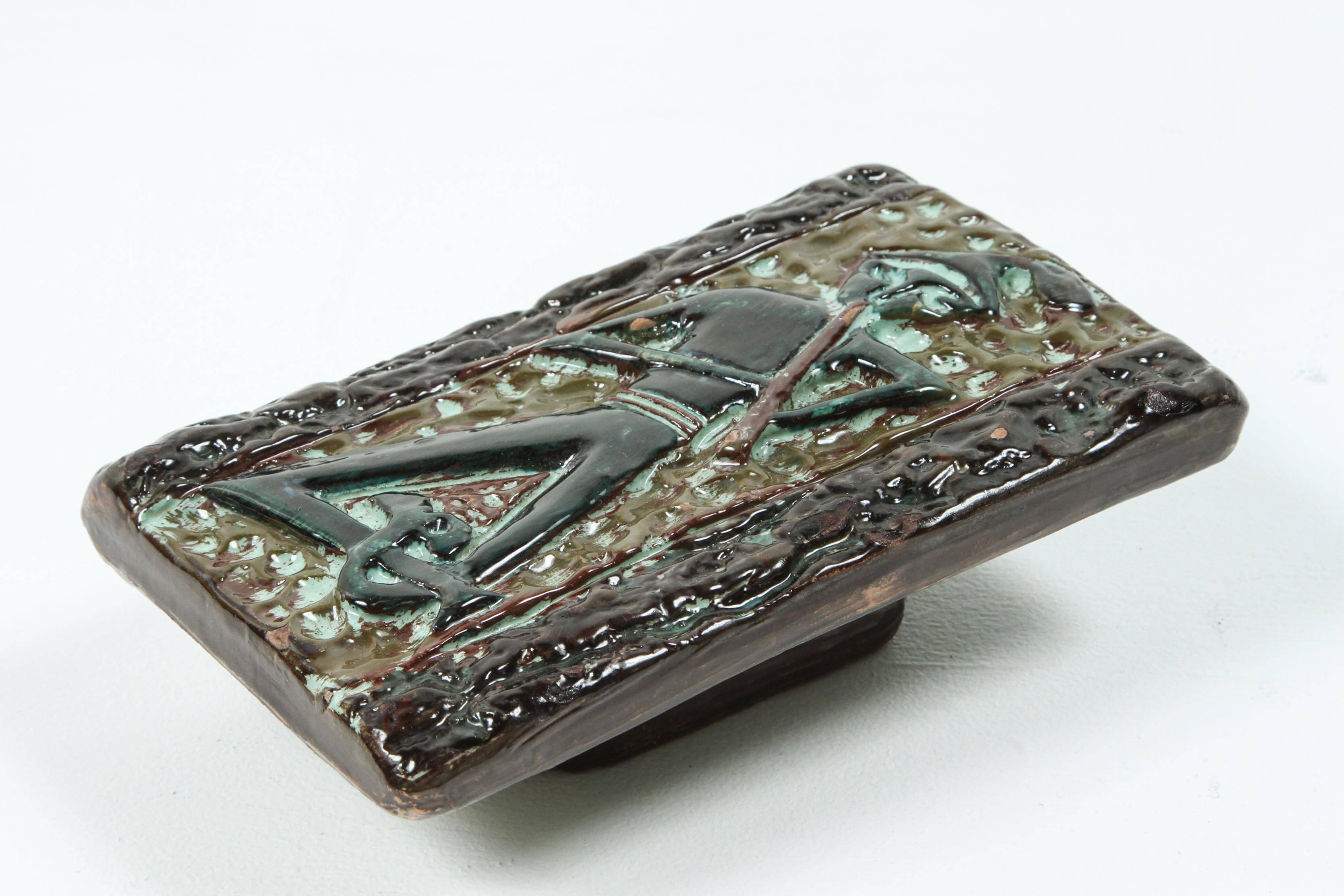 Coppia di maniglie per porte in ceramica italiana di metà secolo in vendita 1