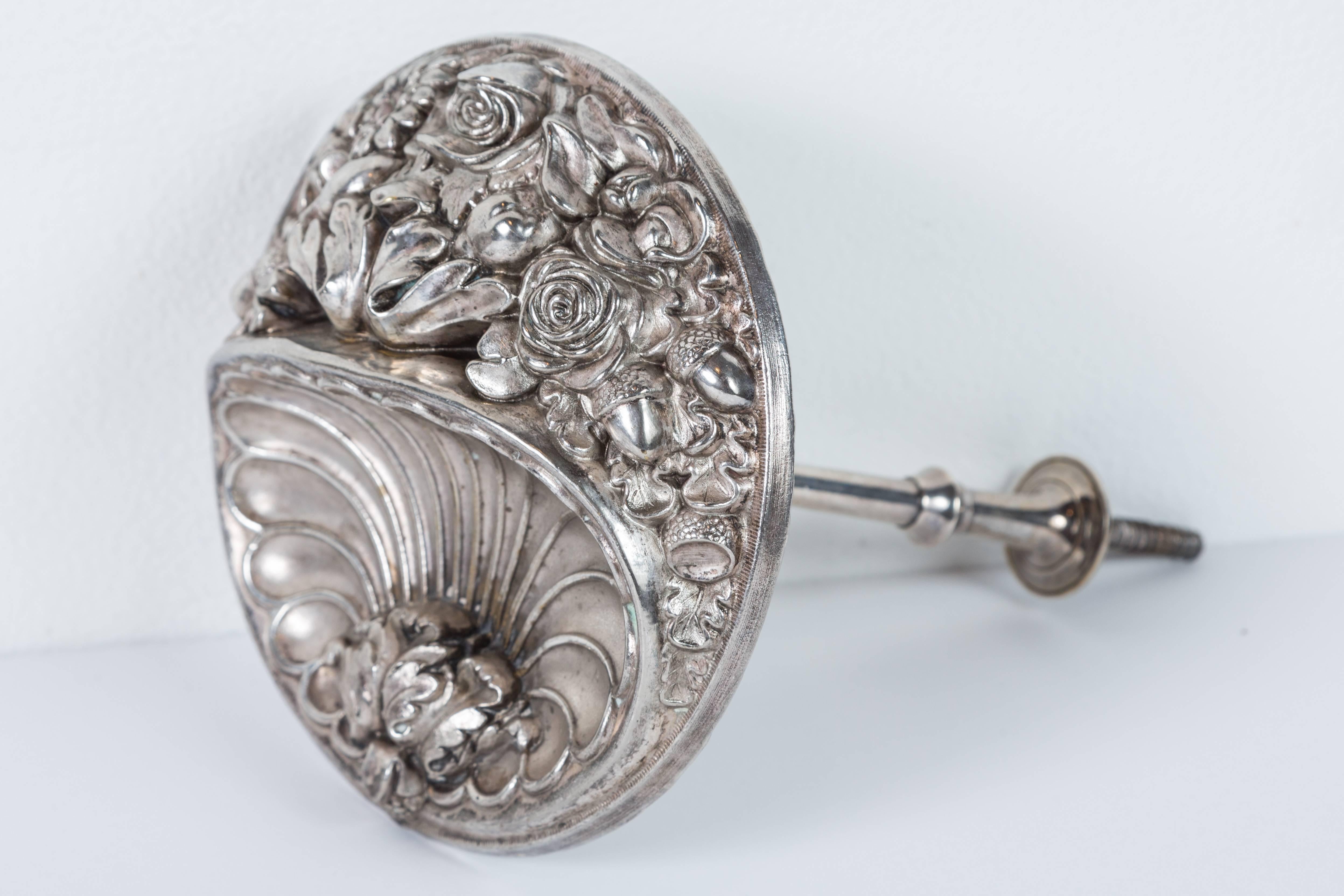 Pair of Silver Plate Curtain Tiebacks In Excellent Condition For Sale In Los Angeles, CA