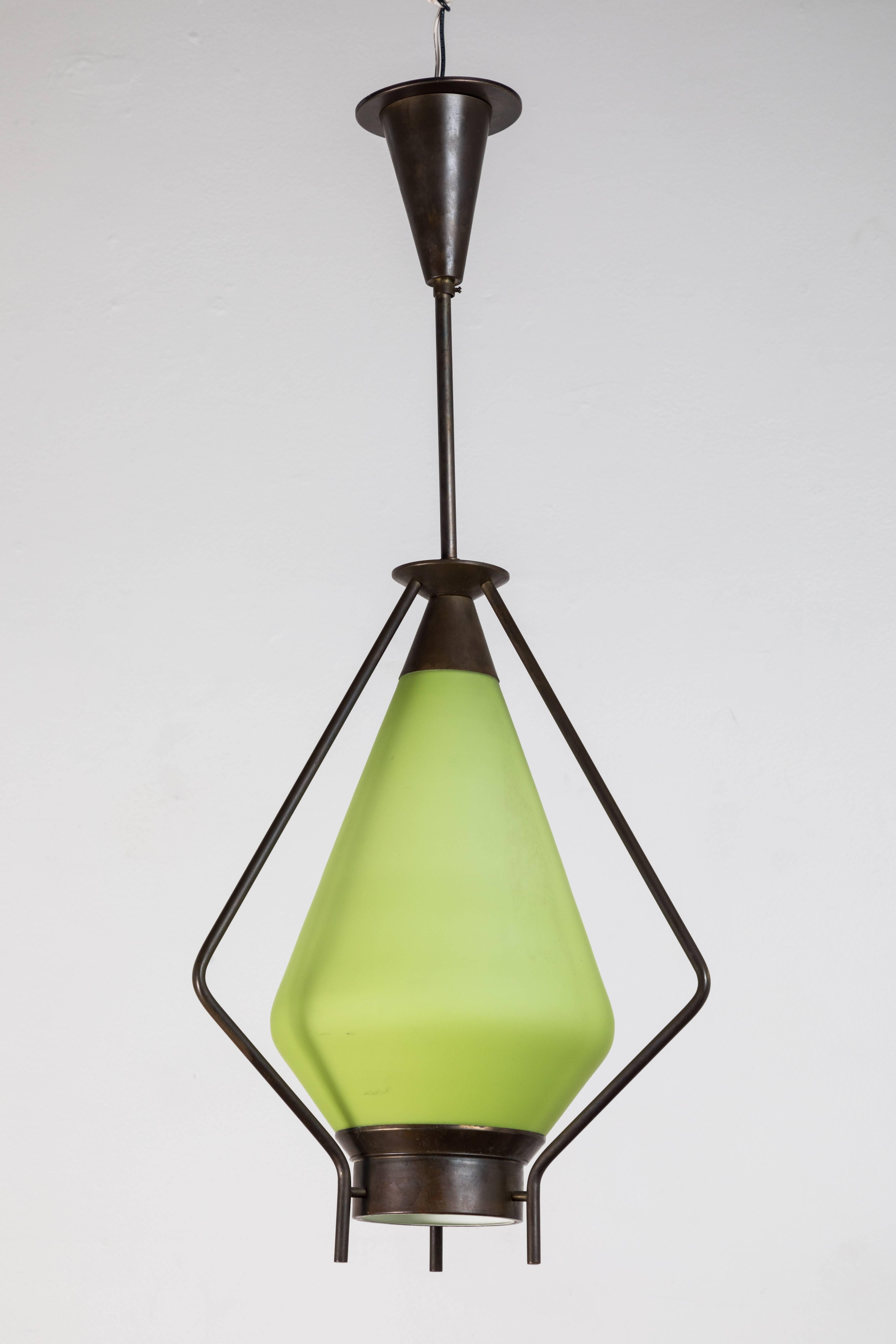 Midcentury Green Glass Pendant For Sale 2