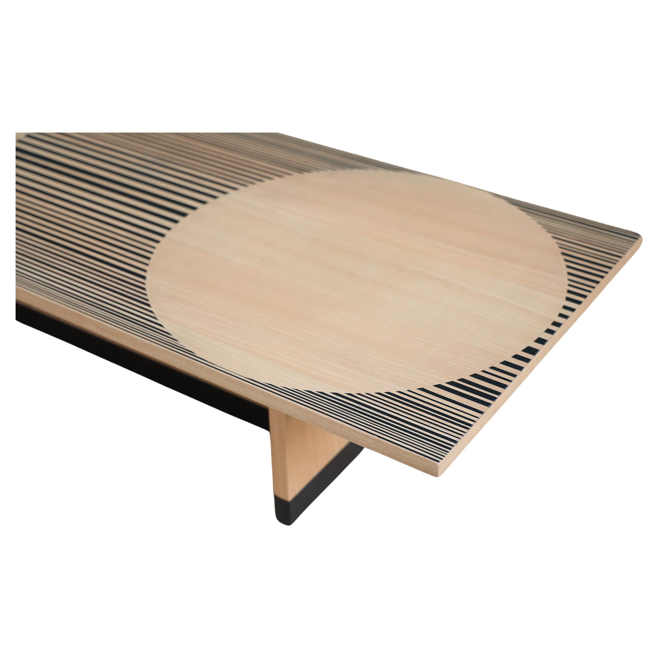 Coffe table - striped, walnut blockboard - made in Italy by A. Epifani in stock For Sale