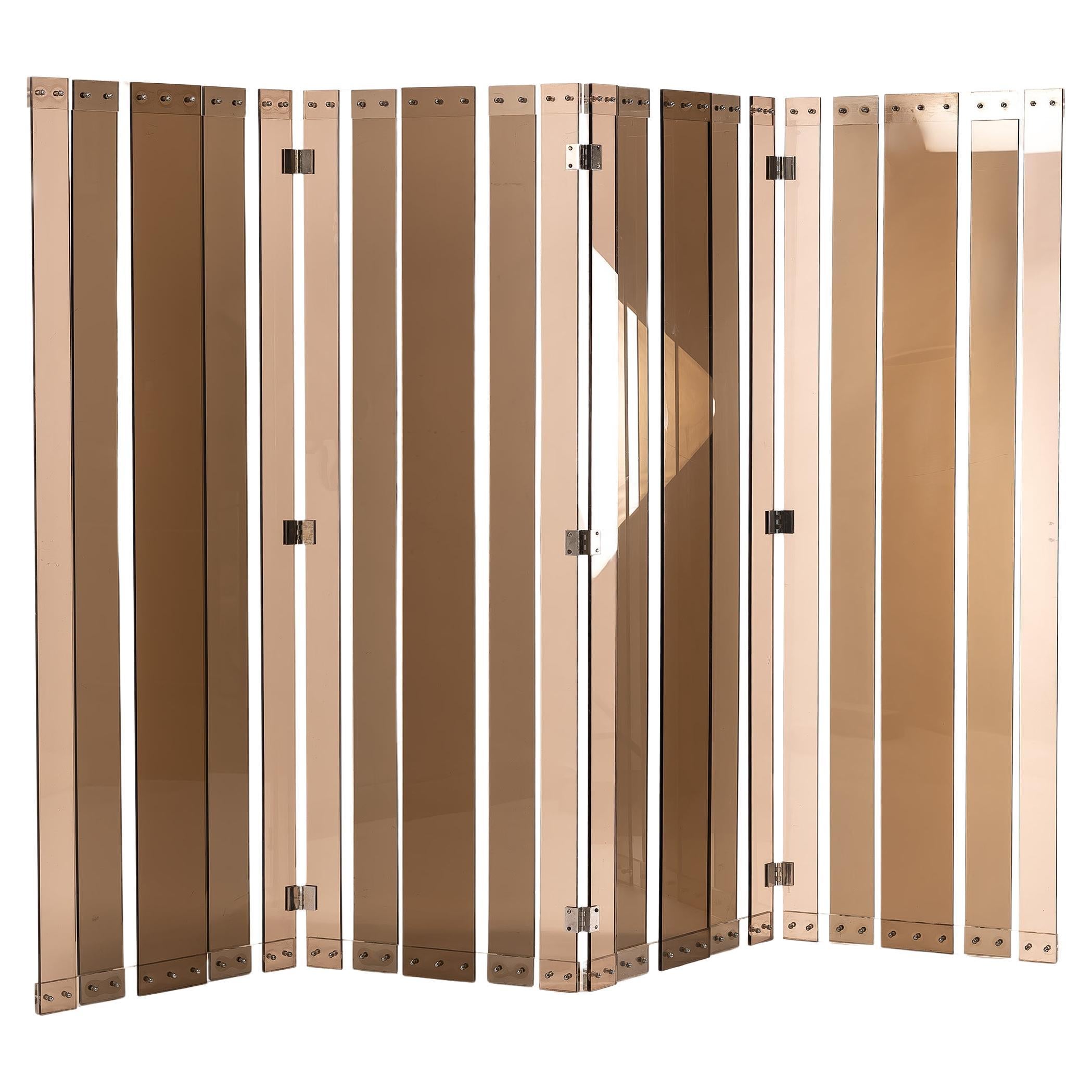 Vintage French 4-Panel Screen by Philippe Jean, 1970s - Plexiglas fumé