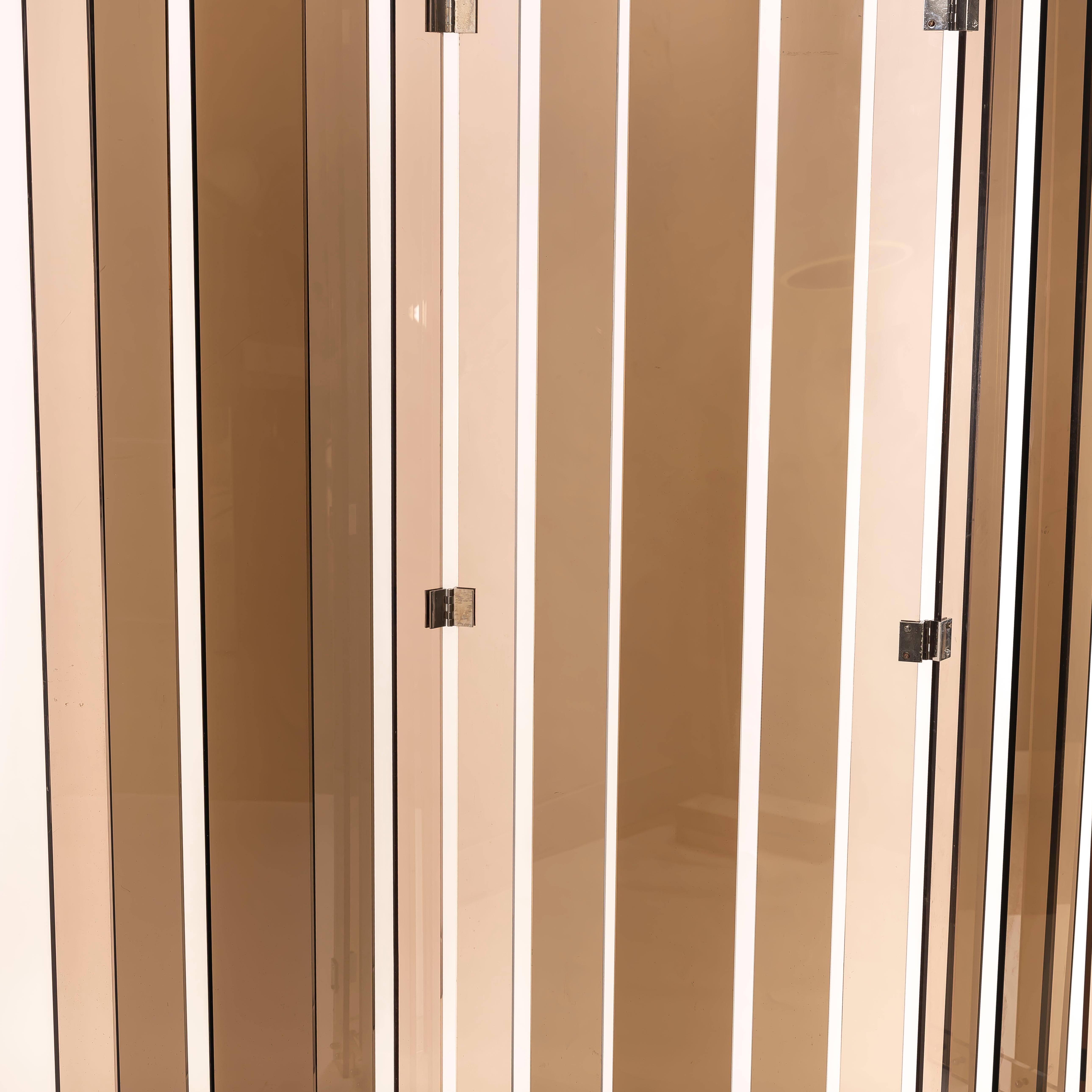 Vintage French 4-Panel Screen by Philippe Jean, 1970s - Plexiglas fumé en vente 2