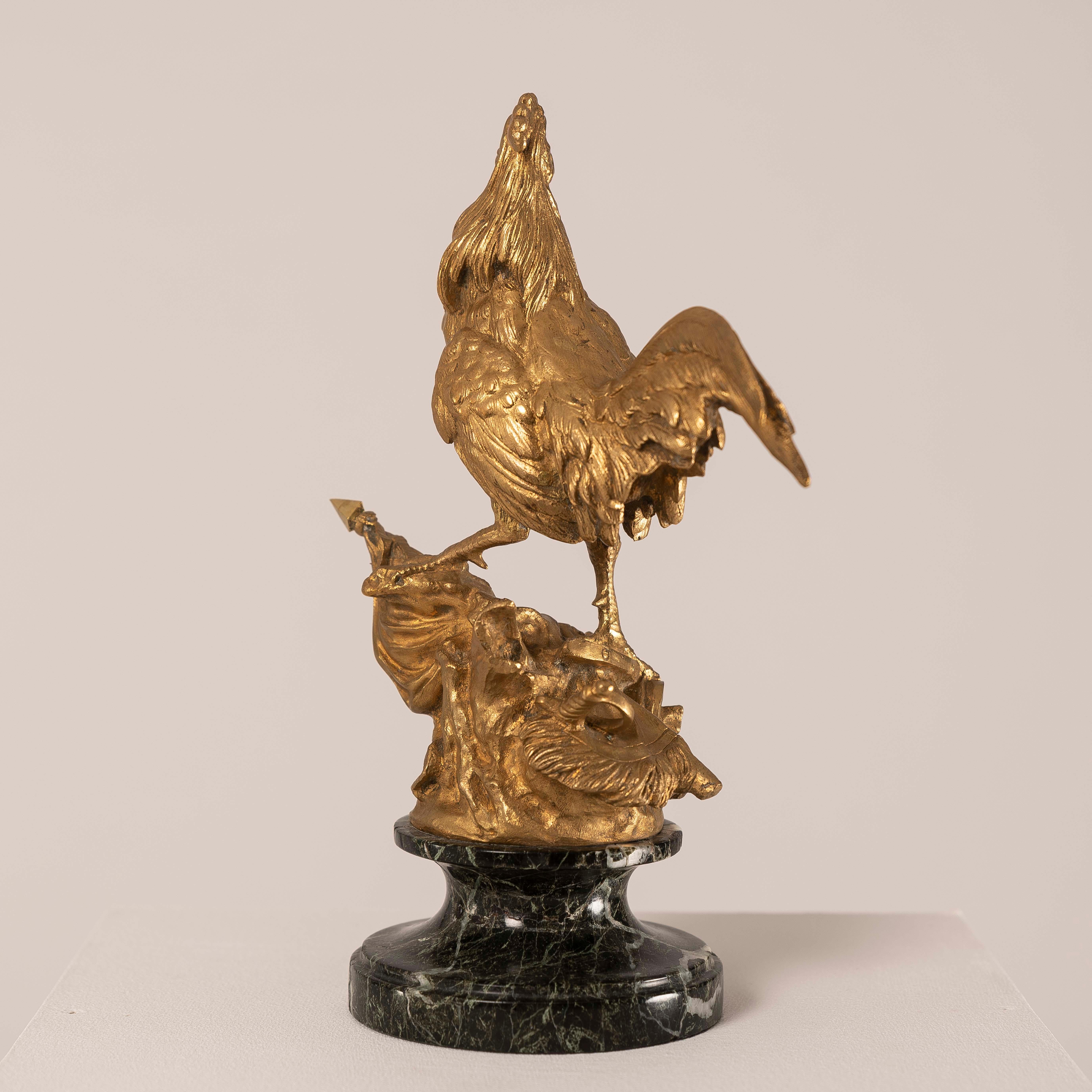 Français Sculpture en bronze doré d'après Arthur Comte DU PASSAGE - Allégorique en vente