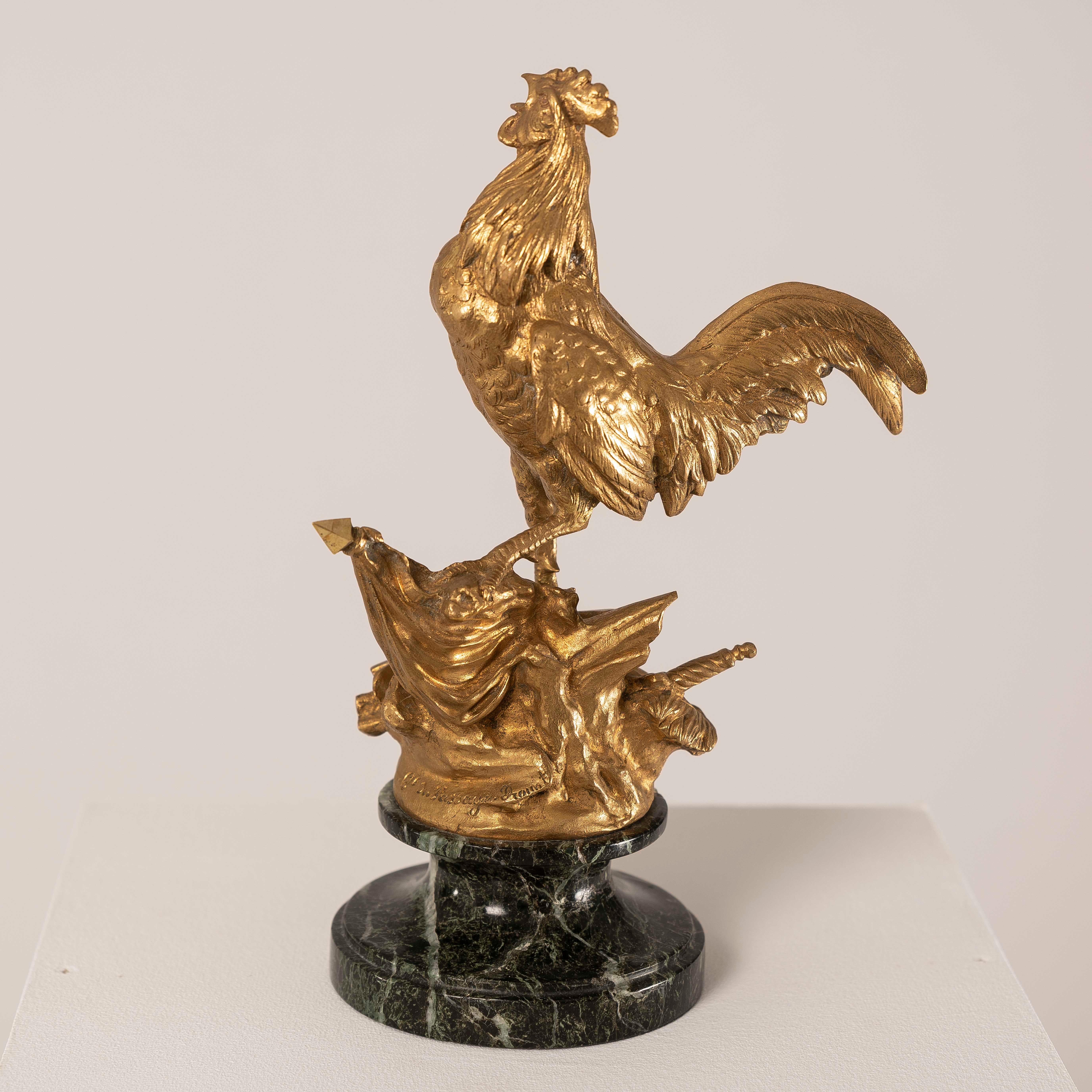 Sculpture en bronze doré d'après Arthur Comte DU PASSAGE - Allégorique Bon état - En vente à BARCELONA, ES