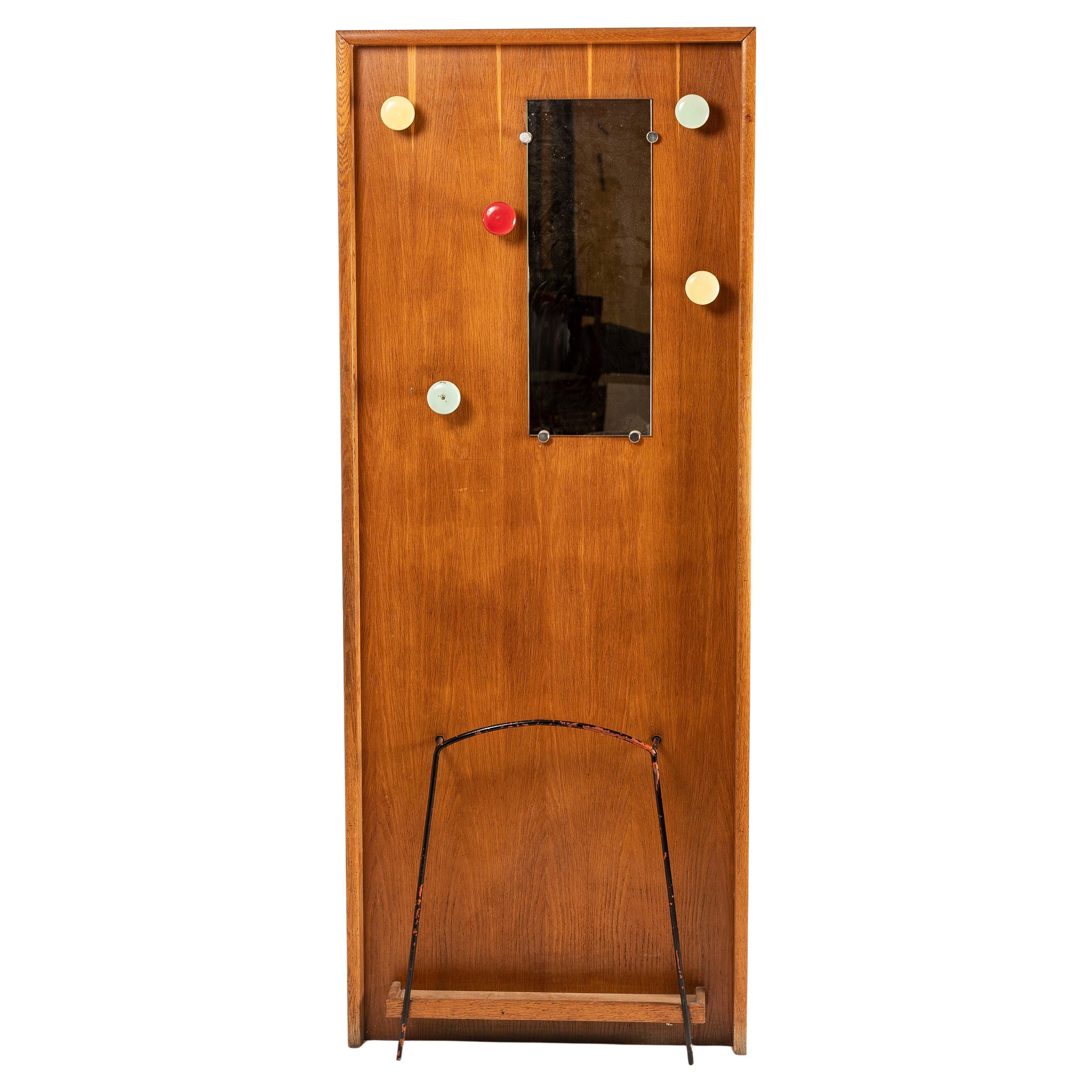 Mid-Century French Wall-Mounted Coat Rack in the Style of Roger Feraud