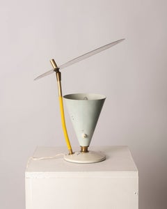 Italian Mid-Century Modern Lacquered Metal and Brass Table Lamp, 1950s